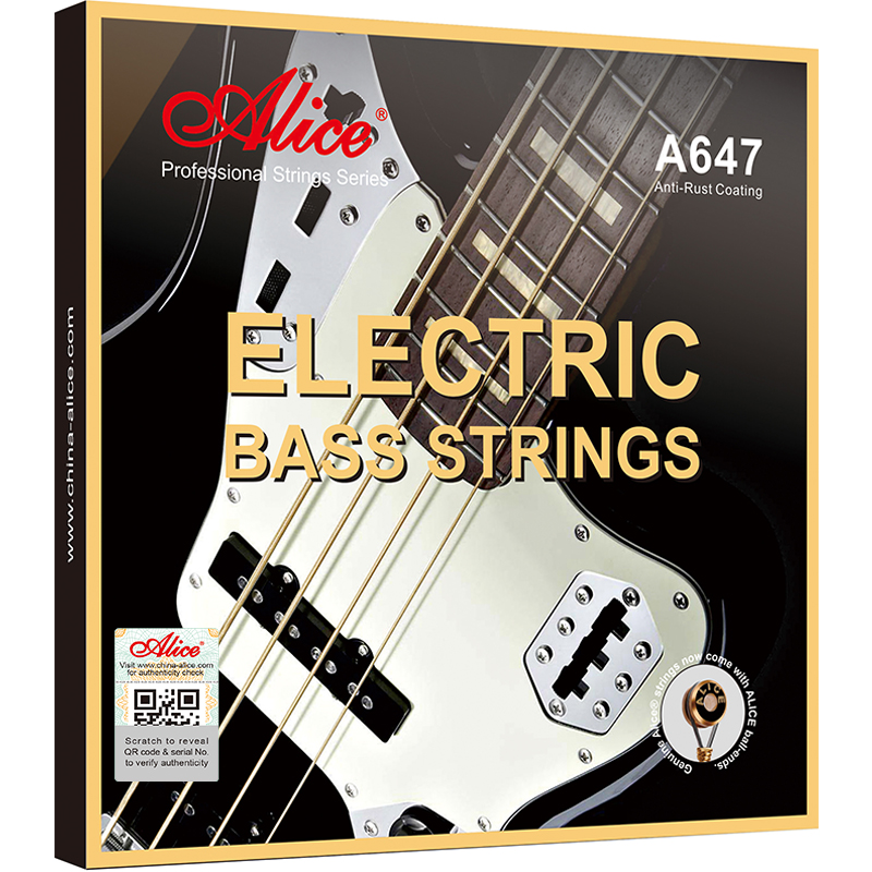 A647 Electric Bass String Set, Alloy Winding, (Bronze Color) Multi-layer Nano Coationg