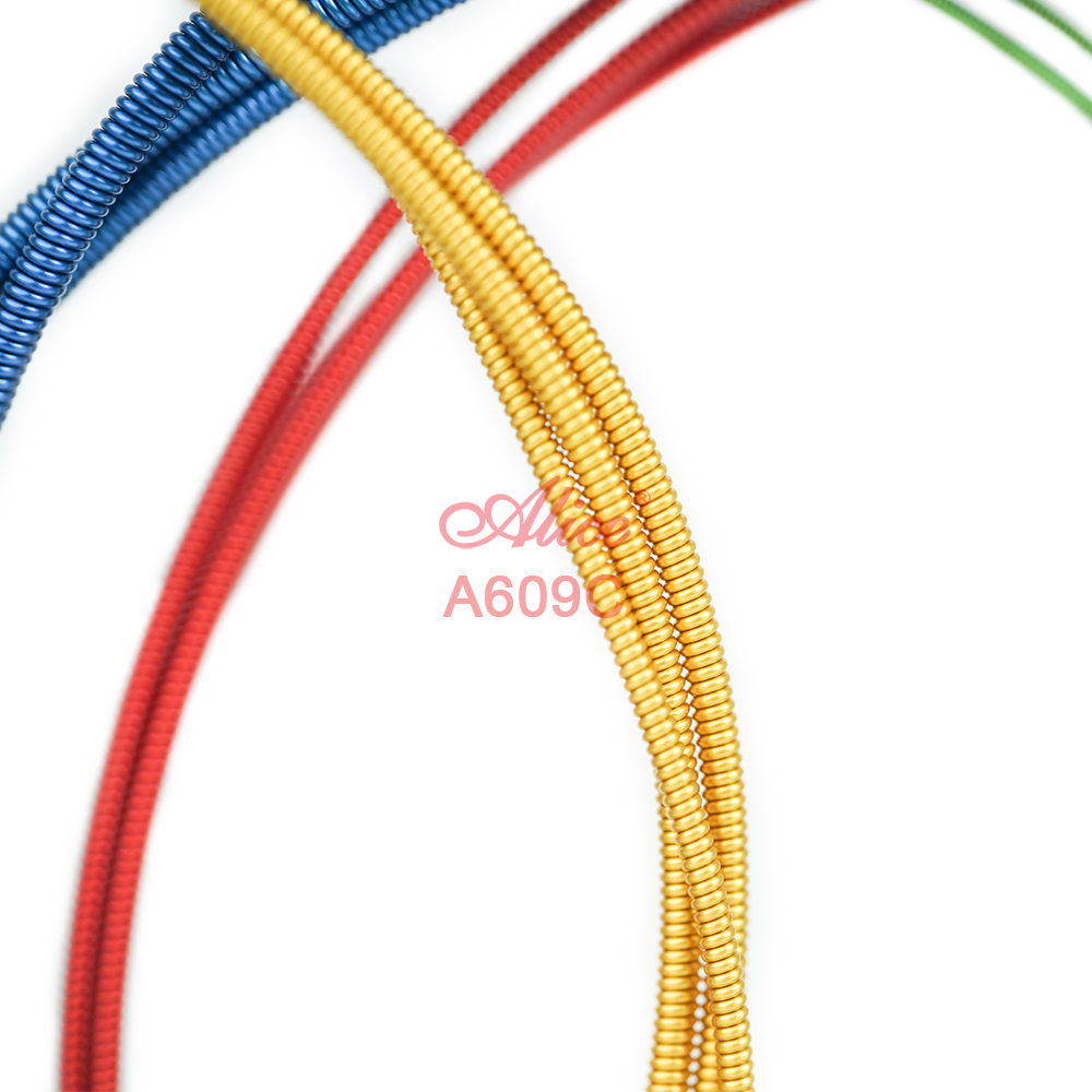 A609C Colorful Electric Bass String Set, Copper Alloy Winding, Colorful Anti-Rust Coating