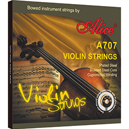 A747 Violin Sting Set, Plated Steel Plain String, Nylon Core, Al-Mg and Silver Winding
