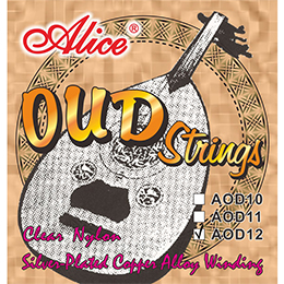 AOD111 11-String Oud String Set, Clear Nylon Plain String, Silver Plated Copper Winding, Anti-Rust Coating