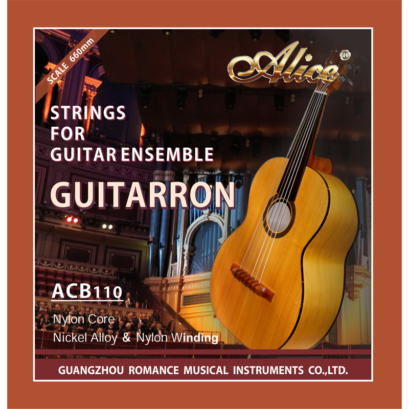 ACB110 Guitarron String Set, Modified Monofilamen Nylon Plain String, Nickel Alloy Winding, Softened Stainless Steel