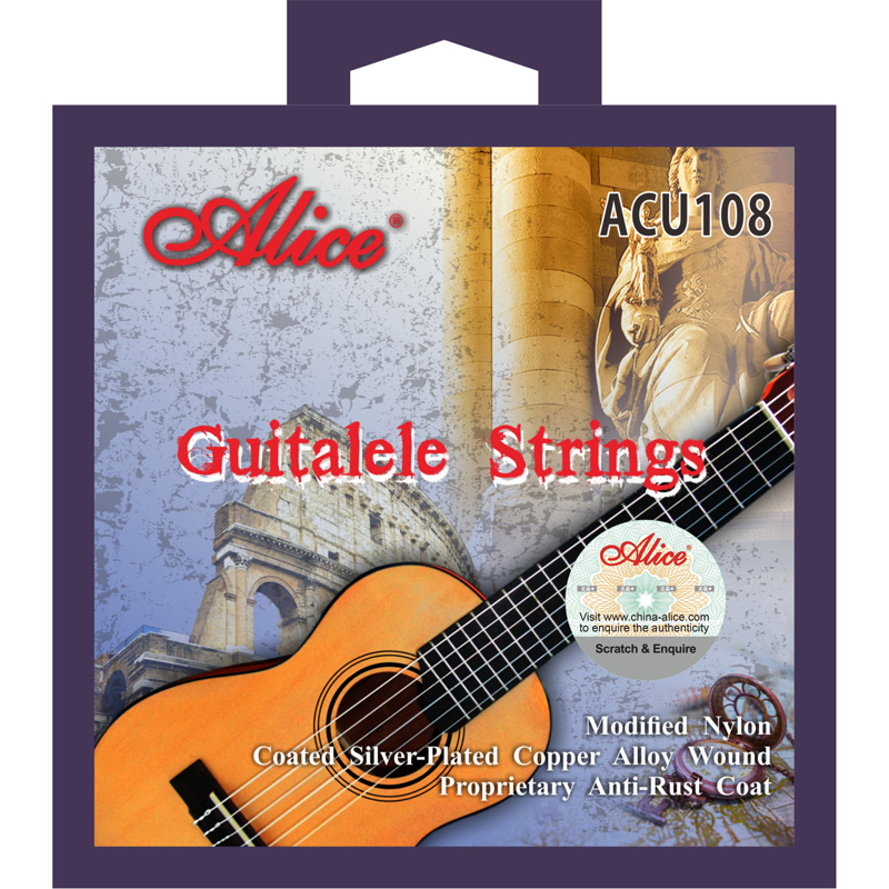 ACU108 Guitalele Strings, Modified Nylon Plain String, Silver Plated Copper Alloy Winding, Anti-Rust Coating