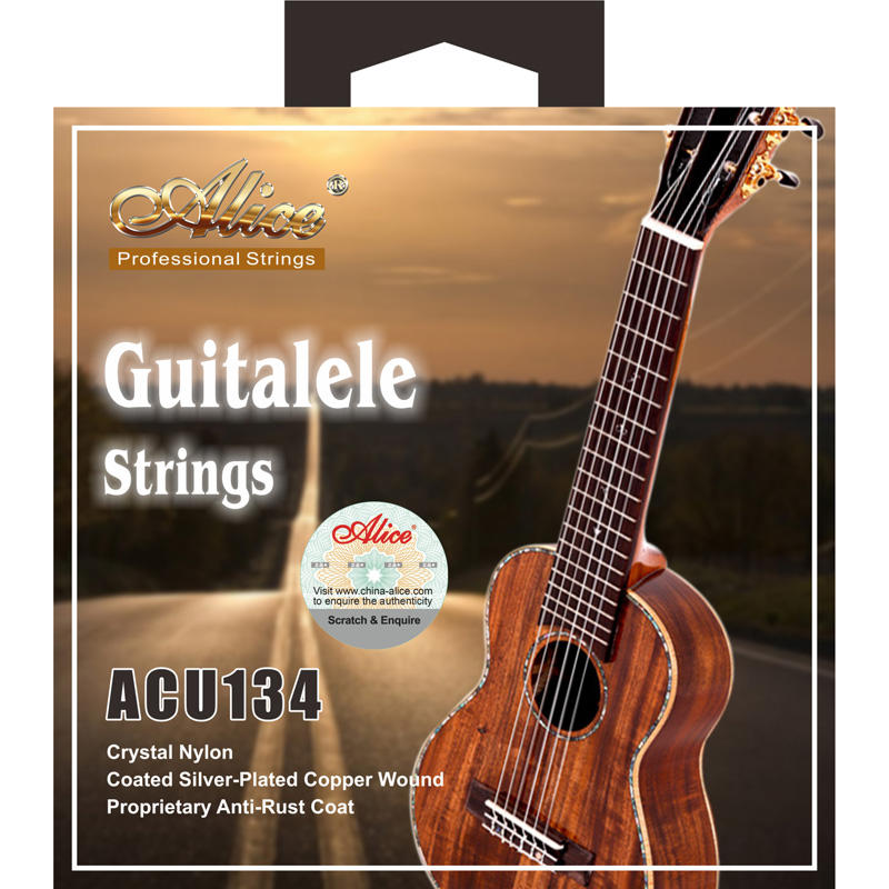 ACU134 Guitalele Strings, Crystal Nylon Plain String, Silver Plated Copper Winding, Anti-Rust Coating