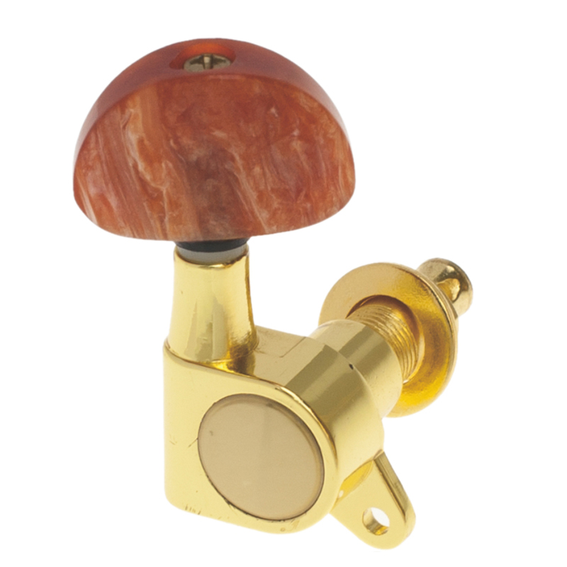 AP-016V2J Gold Plated Sealed Machine Head, Zinc Alloy Plate, Red Agate Half-Circle Peg