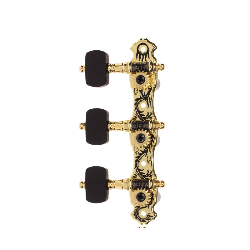 AOS-028BD Gold Plated Machine Head, Zinc Alloy Black Dragon Plate, Black Wood Peg