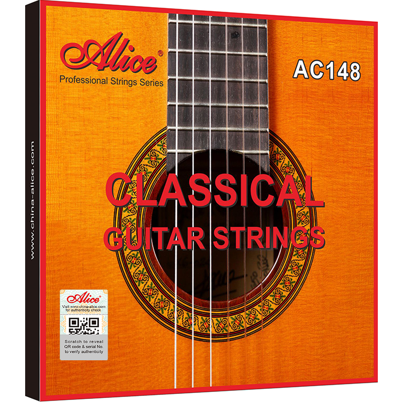 AC148 Classical Guitar String Set, Crystal Nylon Plain String, Sliver Plated 90/10 Bronze Winding,Nano polished coating 