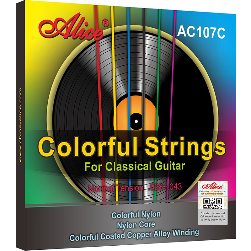 AC107C Colorful Classical Guitar String Set, Colorful Nylon, Colorful Coated Copper Alloy Winding