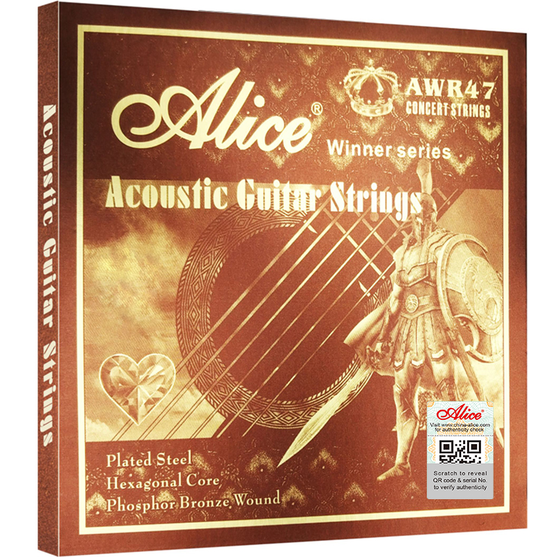 AWR47 Acoustic Guitar String Set, Plated Steel Plain String, Phosphor Bronze Winding, Anti-Rust Coating