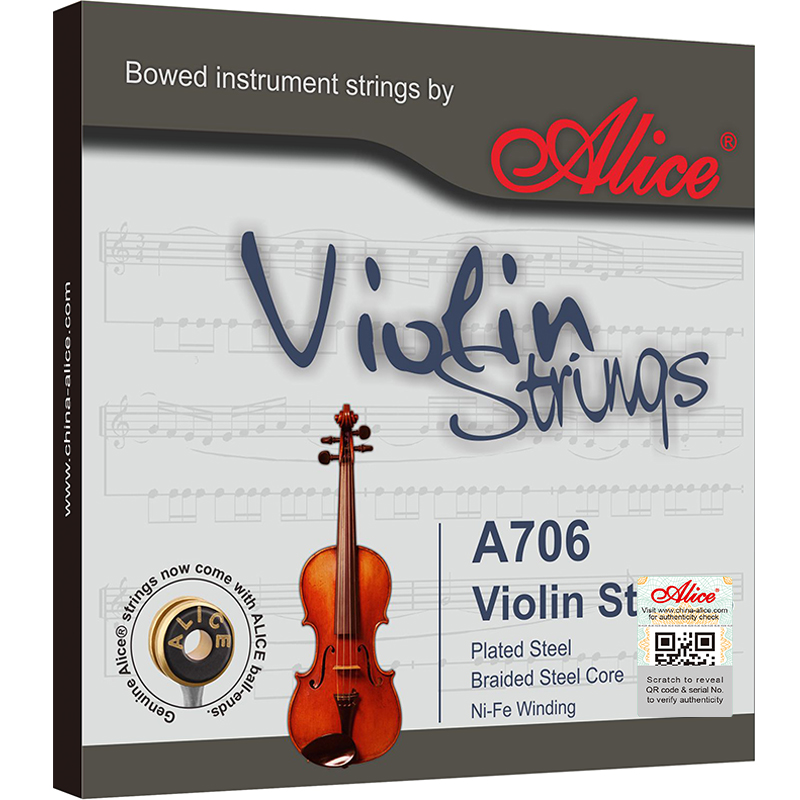 A706 Violin Sting Set, Plated Steel Plain String, Braided Steel Core, Ni-Fe Winding