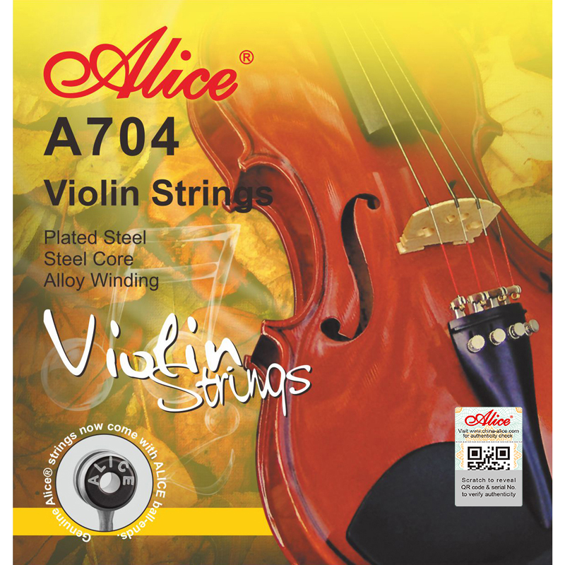 A704 Violin string Set, Plated Steel Plain String, Steel Core, Al-Mg and Ni-Fe Winding