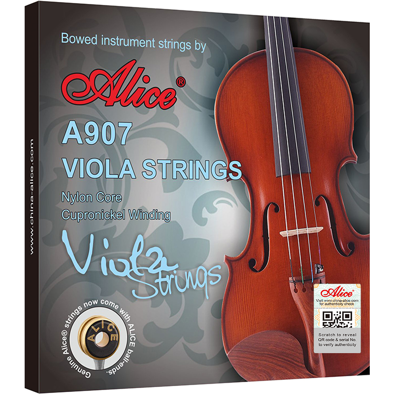 A907 Viola String Set, Steel and Nylon Core, Cupronickel and Ni-Fe Winding