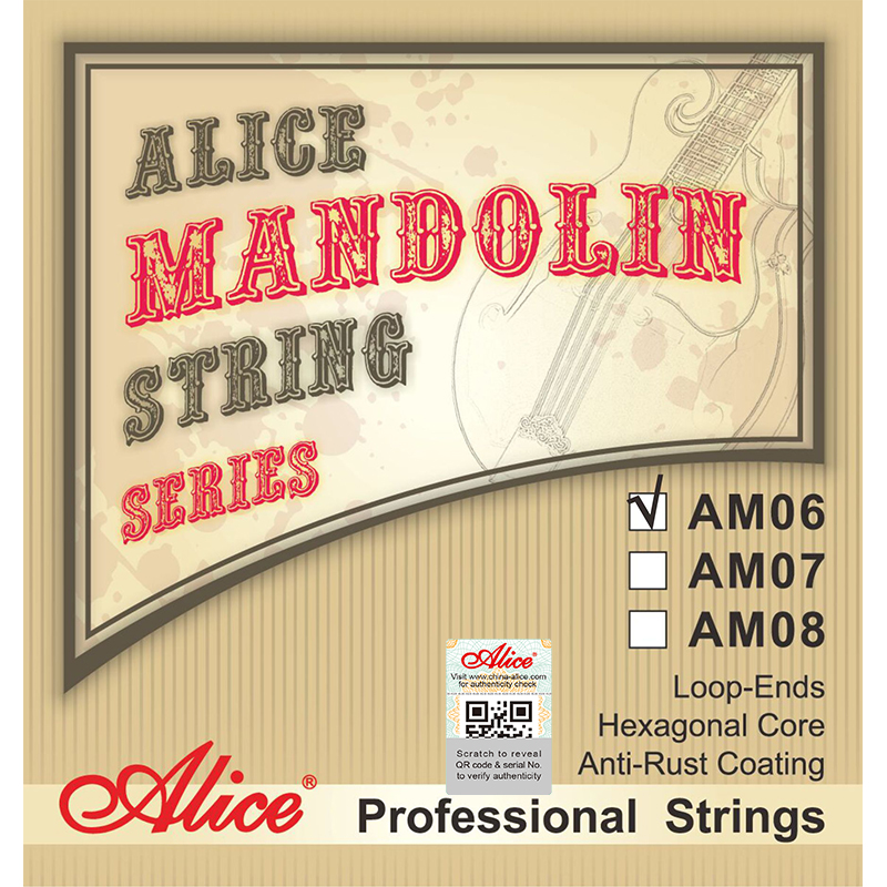 AM06 Mandolin String Set, Plated Steel Plain String, 85/15 Bronze Winding, Anti-Rust Coating