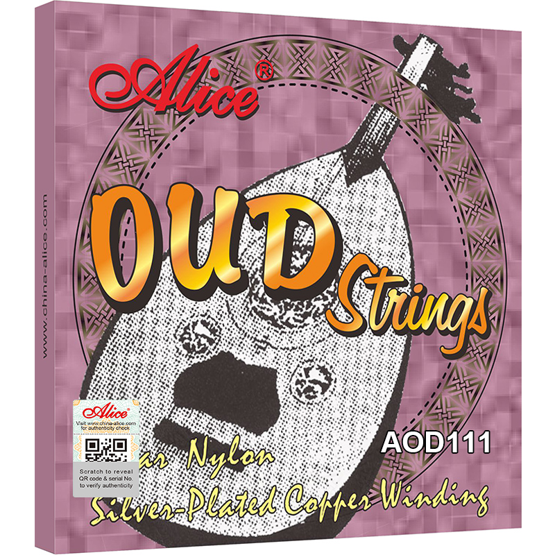 AOD111 11-String Oud String Set, Clear Nylon Plain String, Silver Plated Copper Winding, Anti-Rust Coating