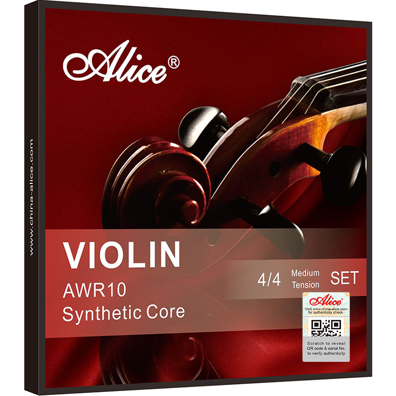 AWR10 Violin Sting Set, Plated Steel Plain String, Nylon Core, Al-Mg and Silver Winding