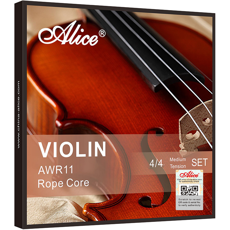 AWR11 Violin Sting Set, Plated Steel Plain String, Steel Rope Core, Cupronickel and Ni-Cr Winding