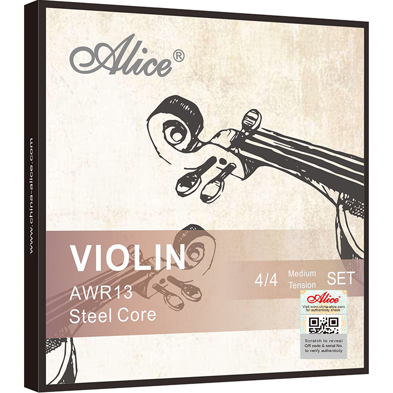 AWR13 Violin Sting Set, Plated Steel Plain String, Steel Core, Cupronickel Winding