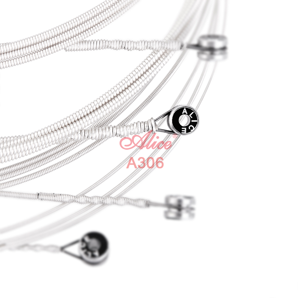 A306 Acoustic Guitar String Set, Stainless Steel Plain String, Silver-Plated Copper Alloy Winding, Anti-Rust Coating