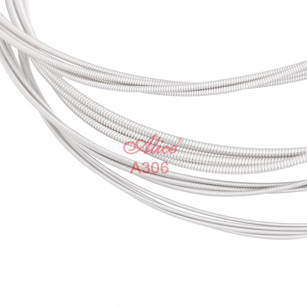 A306 Acoustic Guitar String Set, Stainless Steel Plain String, Silver-Plated Copper Alloy Winding, Anti-Rust Coating