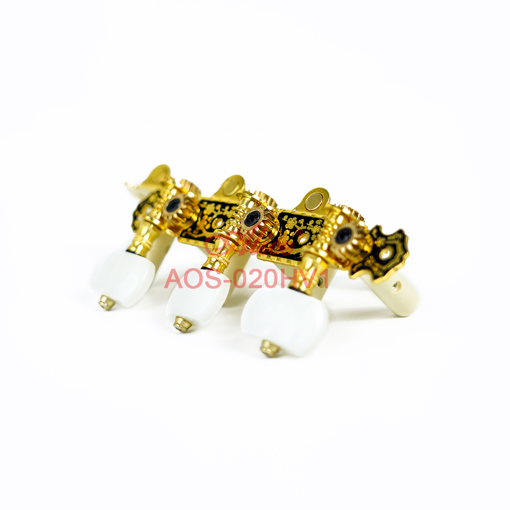 AOS-020HV1 Gold-Plated Machine Head, Steel Plate, White Oval Synthetic Resin Peg