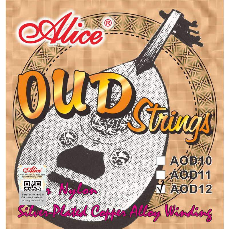 AOD12 12-String Oud String Set, Clear Nylon Plain String, Silver-Plated Copper Alloy Winding