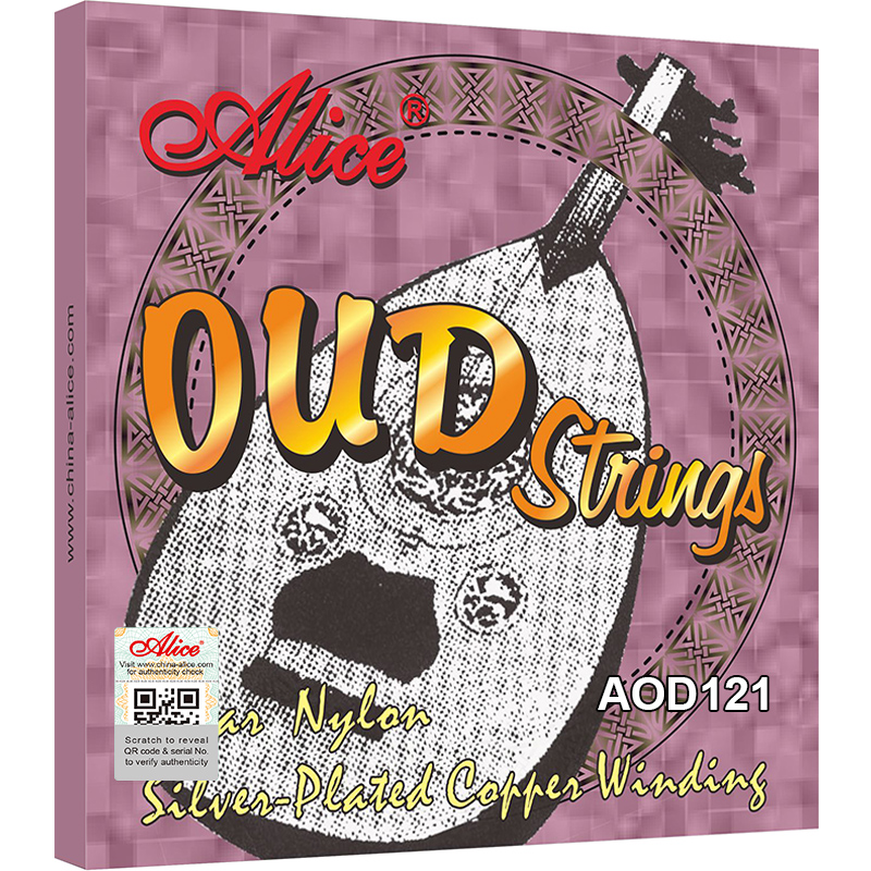 AOD121 12-String Oud String Set, Clear Nylon Plain String, Silver Plated Copper Winding, Anti-Rust Coating