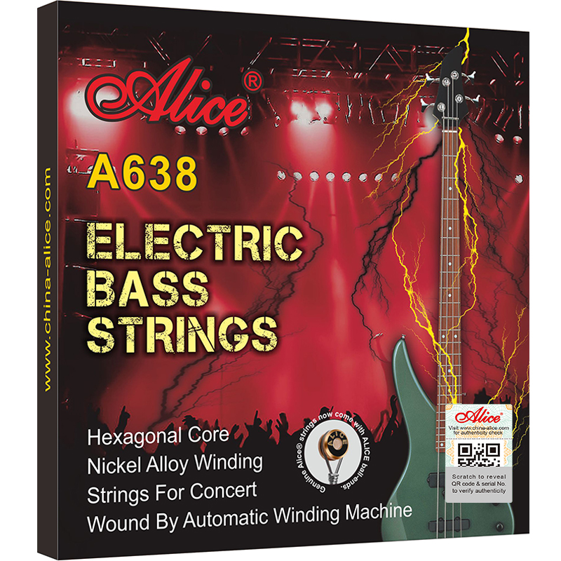 A638 Electric Bass String Set, Nikel Plated Alloy Winding