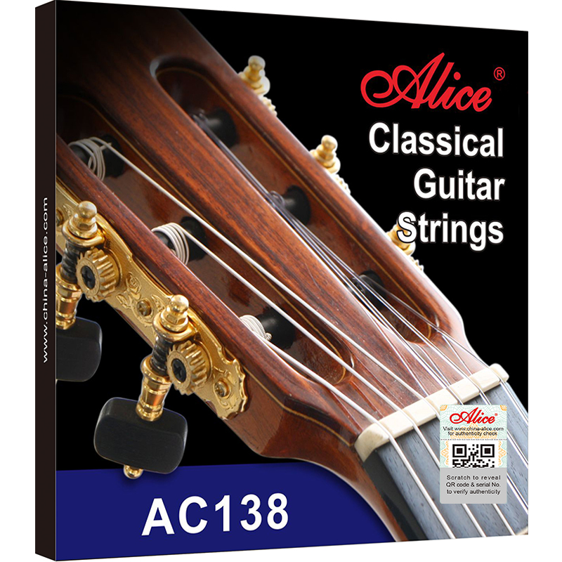 AC138 Classical Guitar String Set, Crystal Nylon Plain String, Silver Plated 85/15 Bronze Winding, Anti-Rust Coating