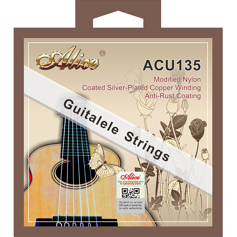 ACU135 Guitalele Strings, Modified Nylon Plain String, Silver Plated Copper Winding, Anti-Rust Coating