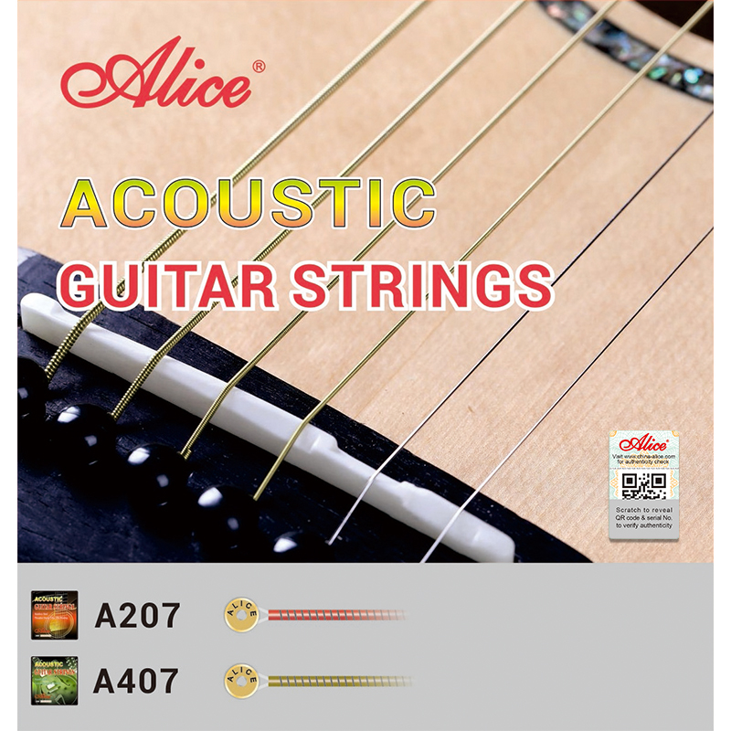 A207 Acoustic Guitar String Set, Stainless Steel Plain String, Copper Alloy Winding, (Phosphor Bronze Color) Anti-Rust Winding