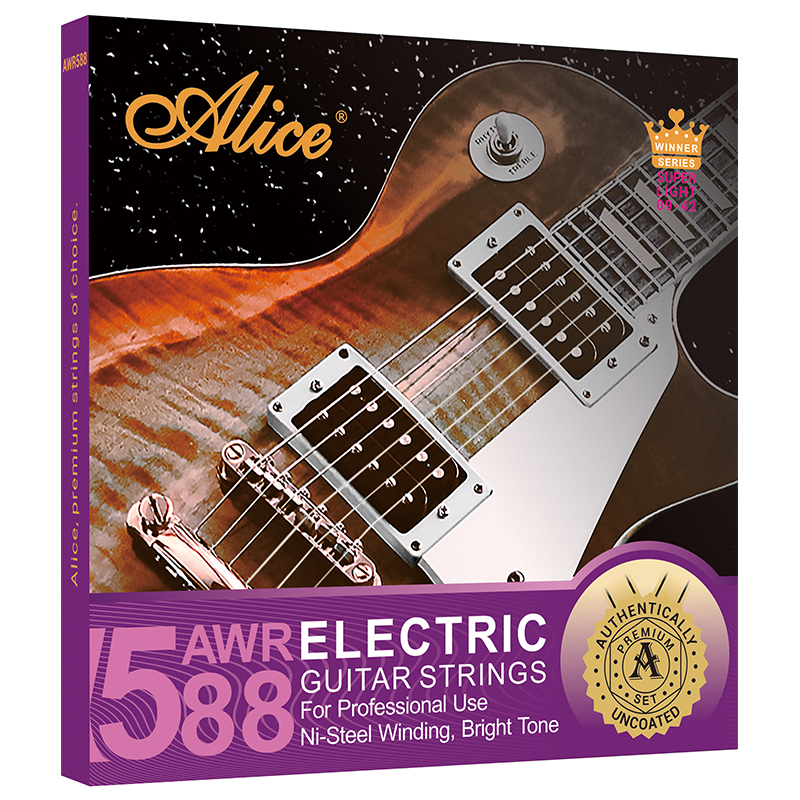 AWR588 Electric Guitar String Set, Plated Steel Plain String, Nickel Steel Winding