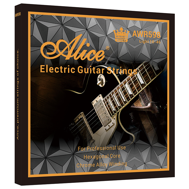 AWR598 Electric Guitar String Set, Plated Steel Plain String, Chrome Alloy Winding