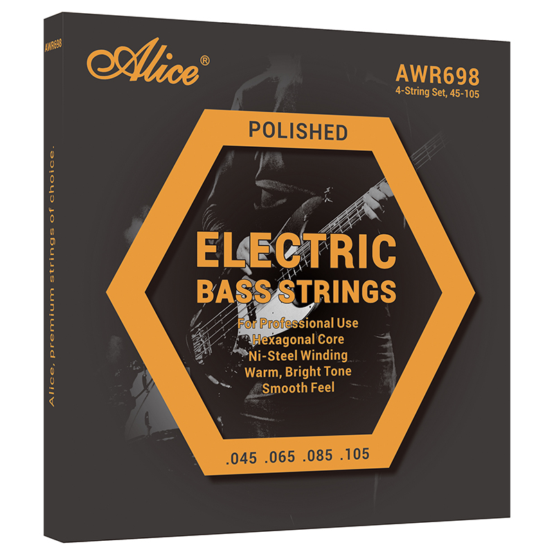 A698 Electric Bass String Set, Polished Nickel Steel Wound