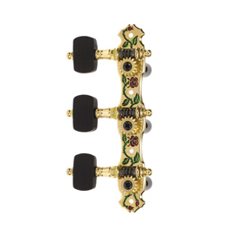 AOS-028CW Gold Plated Machine Head, Zinc Alloy Red Peony Plate, Black Wood Peg