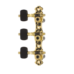 AOS-028BW Gold Plated Machine Head, Zinc Alloy Black Peony Plate, Black Wood Peg