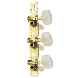 AO-020V1 Gold Plated Machine Head, Steel Plate, Synthetic Resin White Oval Peg