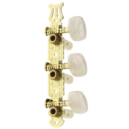 AO-020B1 Gold Plated Machine Head, Steel Plate, PC White Oval Peg