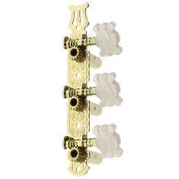 AO-020B1 Gold Plated Machine Head, Steel Plate, PC White Oval Peg