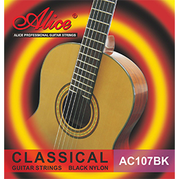 AC107BK Classical Guitar String Set,  Black nylon plain string, Coated Copper Alloy Winding