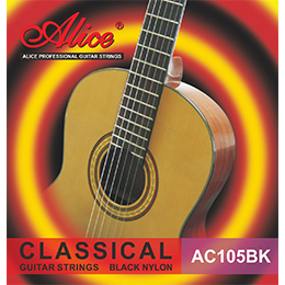 AC105BK Classical Guitar String Set, Black Nylon Plain String, Silver Plated Copper Alloy Winding, Anti-Rust Coating