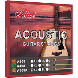 A408K Acoustic Guitar String Set, Stainless Steel Plain String, Copper Alloy Winding, (85/15 Bronze Color) Anti-Rust Coating