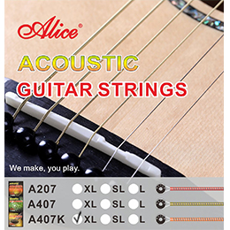 A407K Acoustic Guitar String Set, Stainless Steel Plain String, Copper Alloy Winding, (85/15 Bronze Color) Anti-Rust Coating