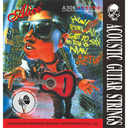 A306 Acoustic Guitar String Set, Stainless Steel Plain String, Silver-Plated Copper Alloy Winding, Anti-Rust Coating