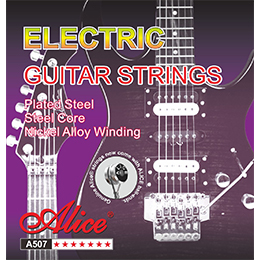 A507 Electric Guitar String Set, Plated Steel Plain String, Nickel Plated Alloy Winding