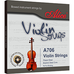 AWR10 Violin Sting Set, Plated Steel Plain String, Nylon Core, Al-Mg and Silver Winding