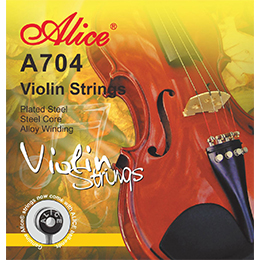 A704 Violin string Set, Plated Steel Plain String, Steel Core, Al-Mg and Ni-Fe Winding