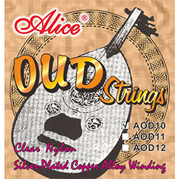 AOD11 11-String Oud String Set, Clear Nylon Plain String, Silver-Plated Copper Alloy Winding