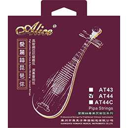 AT44 Pipa String Set, Plated Steel Plain String, Steel Core, Silver Plated Copper (Golden Coating) & Nylon Winding