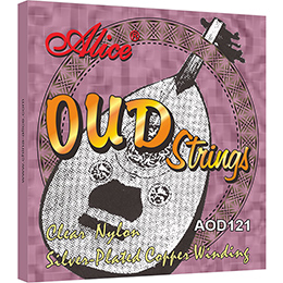 AOD111 11-String Oud String Set, Clear Nylon Plain String, Silver Plated Copper Winding, Anti-Rust Coating