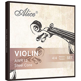 AWR13 Violin Sting Set, Plated Steel Plain String, Steel Core, Cupronickel Winding
