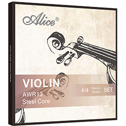 A747 Violin Sting Set, Plated Steel Plain String, Nylon Core, Al-Mg and Silver Winding